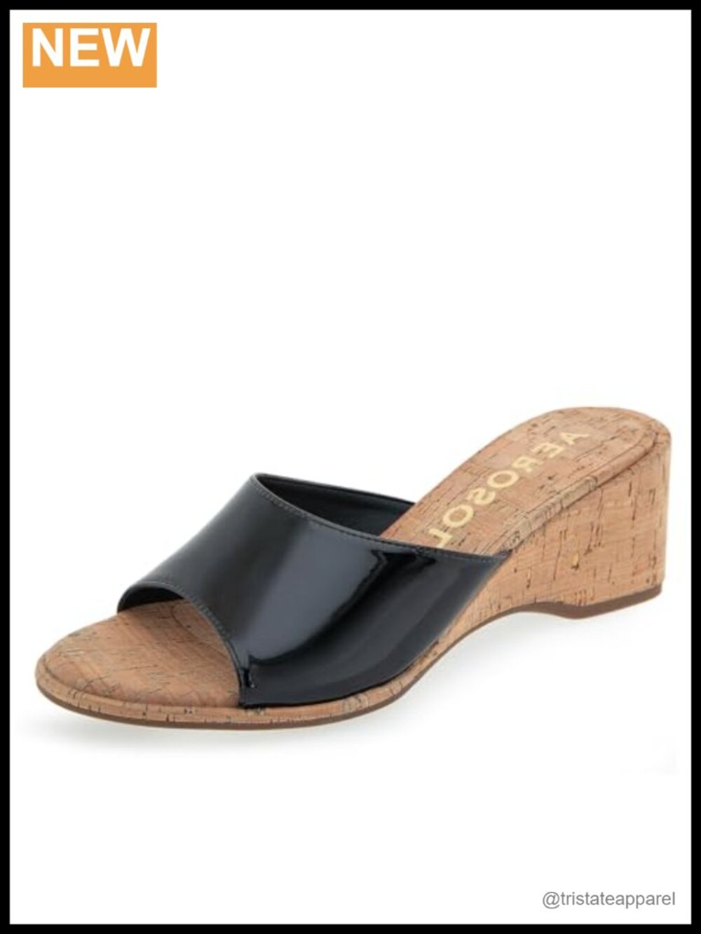 Patent Wedge Sandals with Cork Heel
